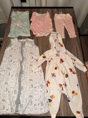 cloud island Baby Girls Mixed Sleepwear & Bodysuit Set - White, Pink, Mint